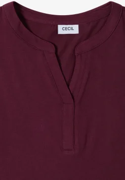 T-Shirt mit Split Neck und Crochet-Tape