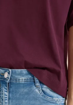 T-Shirt mit Split Neck und Crochet-Tape