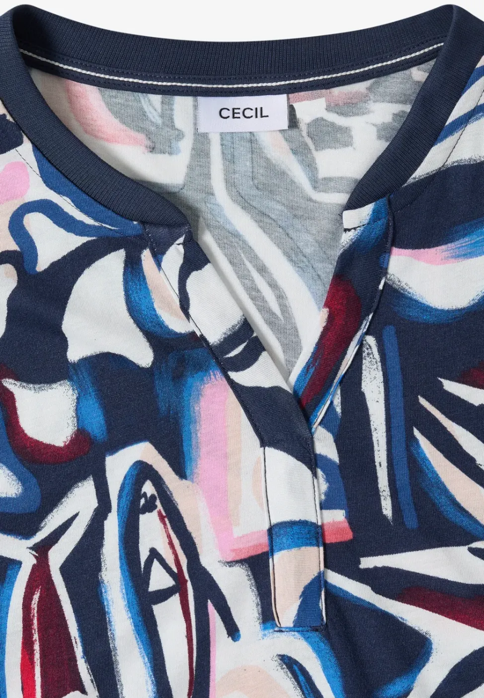 T-Shirt mit Split Neck und Grafikprint