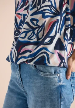T-Shirt mit Split Neck und Grafikprint