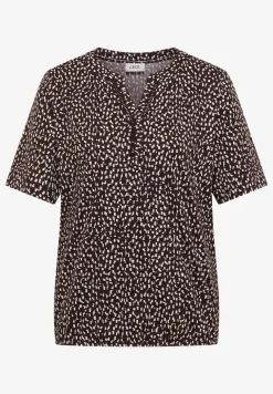 T-Shirt mit Split Neck und Print