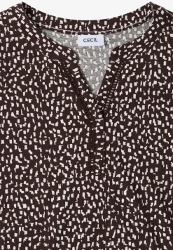 T-Shirt mit Split Neck und Print