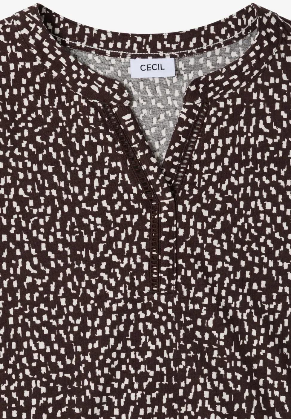 T-Shirt mit Split Neck und Print