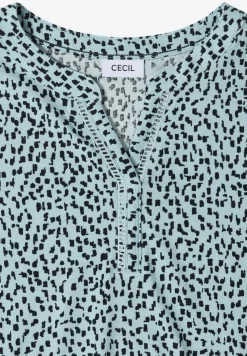 T-Shirt mit Split Neck und Print