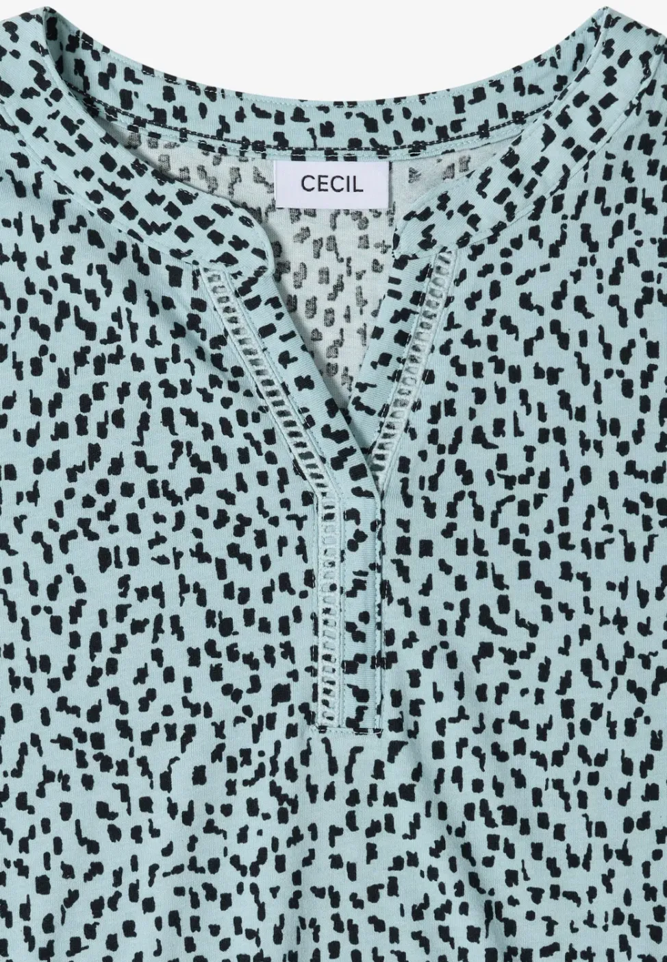 T-Shirt mit Split Neck und Print
