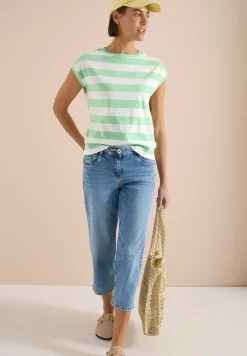 T-Shirt mit Streifen und Printdetail