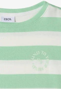 T-Shirt mit Streifen und Printdetail