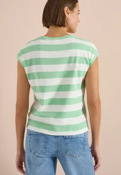 T-Shirt mit Streifen und Printdetail