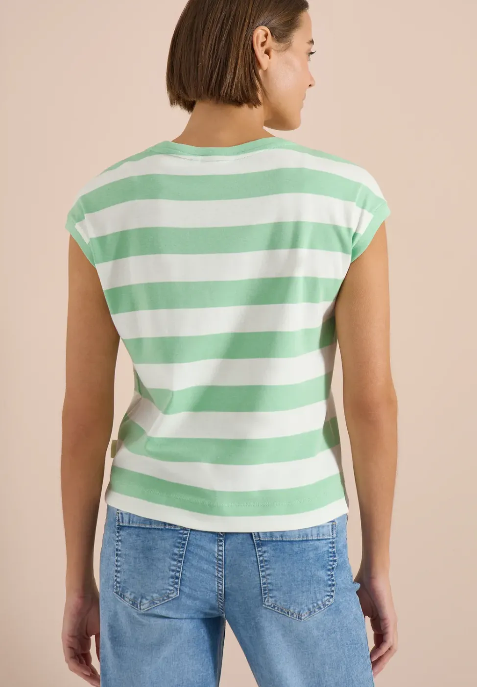 T-Shirt mit Streifen und Printdetail
