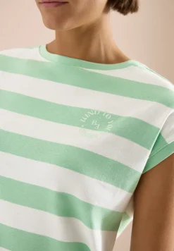 T-Shirt mit Streifen und Printdetail