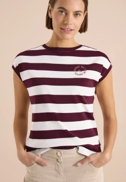 T-Shirt mit Streifen und Printdetail