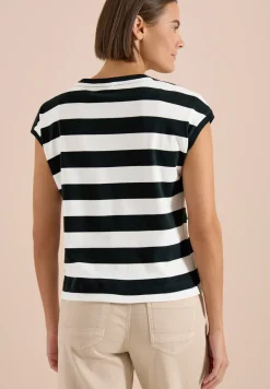 T-Shirt mit Streifen und Printdetail