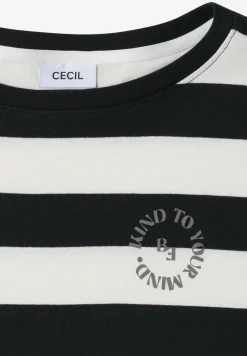 T-Shirt mit Streifen und Printdetail