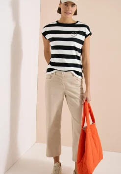T-Shirt mit Streifen und Printdetail