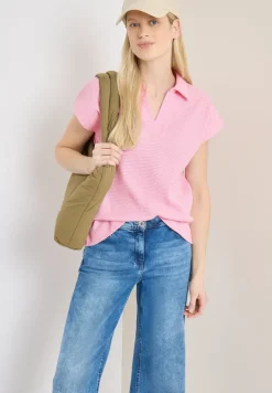 T-Shirt mit Struktur im Two-Tone-Look