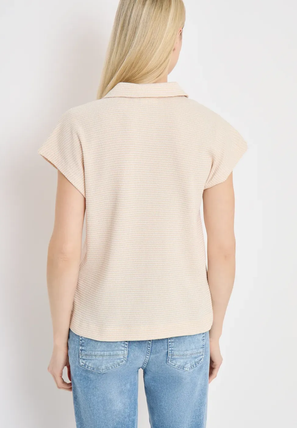 T-Shirt mit Struktur im Two-Tone-Look