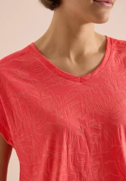 T-Shirt mit tonalem Ausbrennermuster