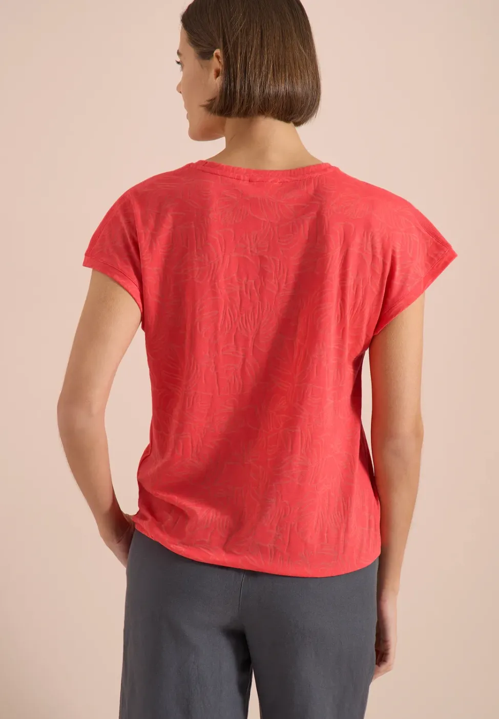 T-Shirt mit tonalem Ausbrennermuster