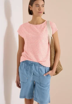 T-Shirt mit U-Boot-Ausschnitt und Streifen