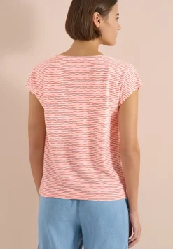 T-Shirt mit U-Boot-Ausschnitt und Streifen