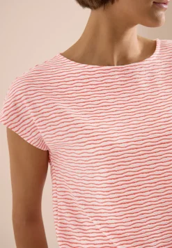 T-Shirt mit U-Boot-Ausschnitt und Streifen