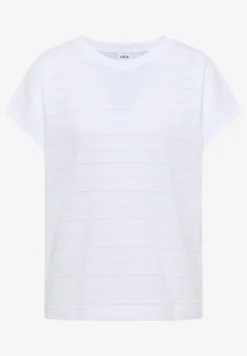 T-Shirt mit U-Boot-Ausschnitt und Struktur