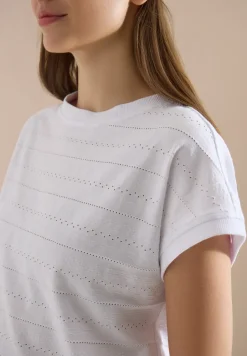 T-Shirt mit U-Boot-Ausschnitt und Struktur