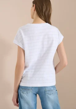 T-Shirt mit U-Boot-Ausschnitt und Struktur