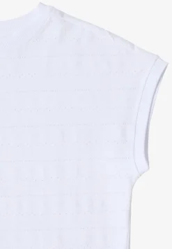T-Shirt mit U-Boot-Ausschnitt und Struktur