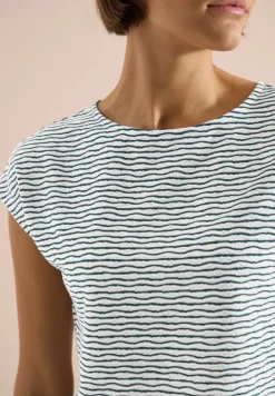 T-Shirt mit U-Boot-Ausschnitt und Streifen