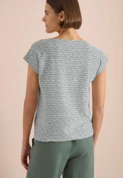 T-Shirt mit U-Boot-Ausschnitt und Streifen