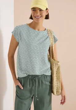 T-Shirt mit U-Boot-Ausschnitt und Streifen