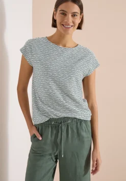 T-Shirt mit U-Boot-Ausschnitt und Streifen
