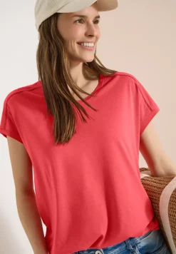 T-Shirt mit V-Neck und Spitzendetail