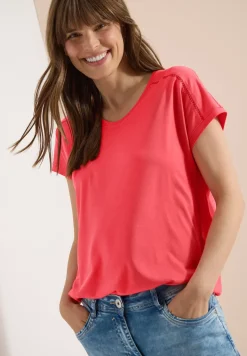 T-Shirt mit V-Neck und Spitzendetail