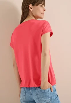 T-Shirt mit V-Neck und Spitzendetail