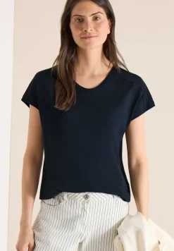 T-Shirt mit V-Neck und Spitzendetail