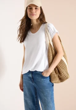 T-Shirt mit V-Neck und Spitzendetail
