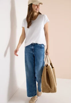 T-Shirt mit V-Neck und Spitzendetail