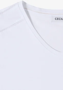 T-Shirt mit V-Neck und Spitzendetail