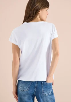 T-Shirt mit V-Neck und Spitzendetail