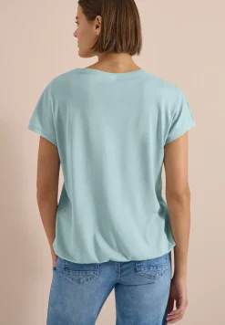 T-Shirt mit V-Neck und Spitzendetail