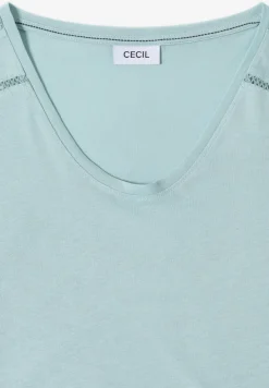 T-Shirt mit V-Neck und Spitzendetail