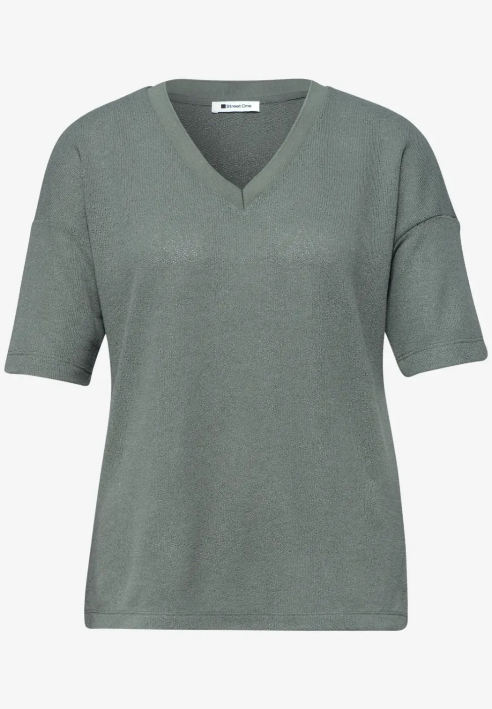 T-Shirt im Strick-Look mit V-Neck