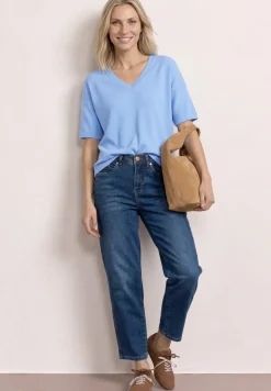 T-Shirt im Strick-Look mit V-Neck