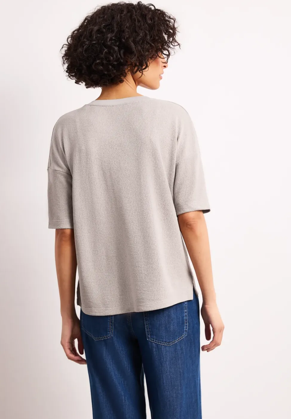 T-Shirt im Strick-Look mit V-Neck
