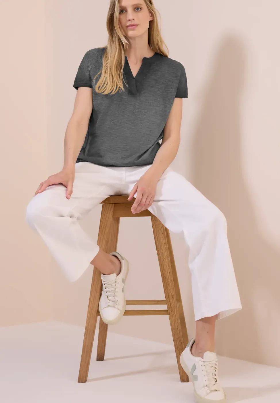 T-Shirt in Washed-Optik