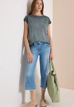 T-Shirt mit Boatneck im Garment-Dye-Look