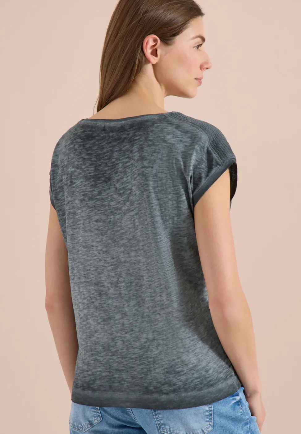 T-Shirt mit Boatneck im Garment-Dye-Look