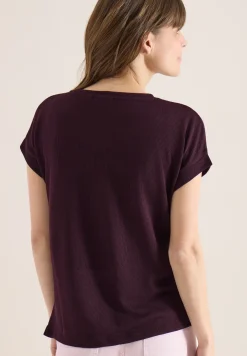 T-Shirt mit Boatneck im Strick-Look